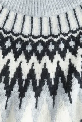 Pull en maille jacquard - Crème/motif — photo 3