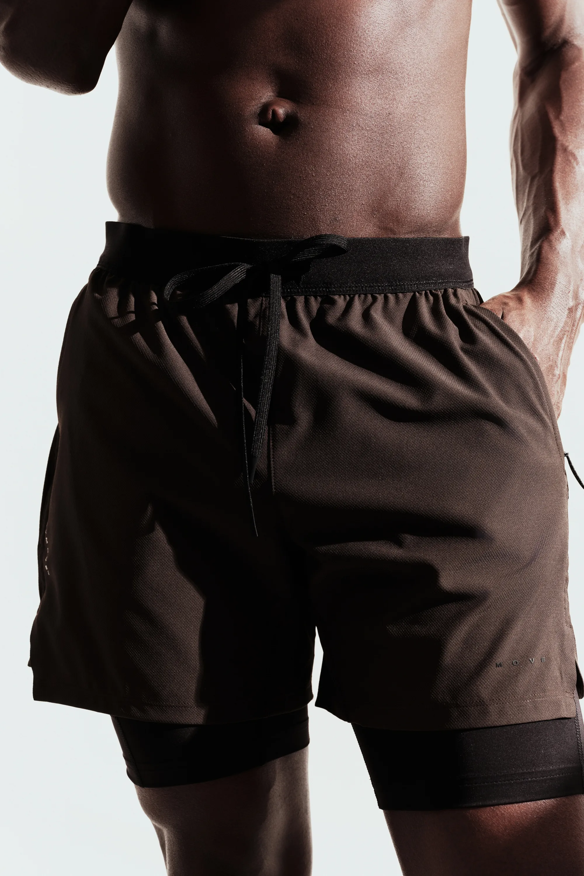 Short de sport superposé DryMove™ - Marron