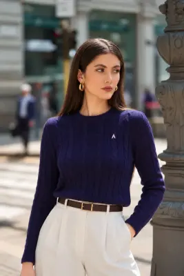 Christina Cotton Cashmere Sweater - Navy — photo 1