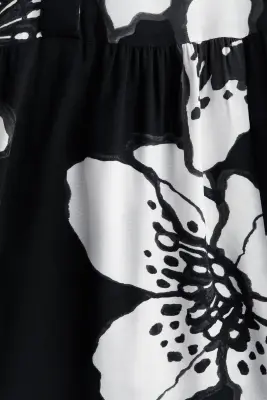 Robe chemise en viscose - Noir/blanc/fleuri