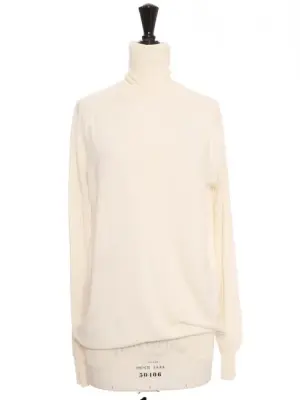 Pull col roulé en maille fine de laine blanc crème Prix boutique 1000€ Taille M — photo 1