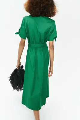 Robe chemise à manches courtes - Vert — photo 2