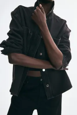 Surchemise en denim de coton - Noir denim — photo 3