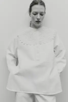 Crochet-look collar - Crème — photo 1