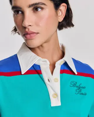 Sweat-shirt Charles rayures bleu et vert — photo 2