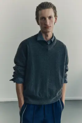 Pull Loose Fit en cachemire - Gris foncé chiné — photo 2