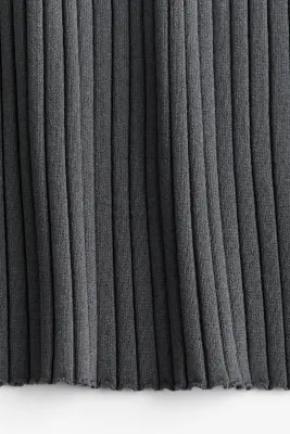 Jupe en maille côtelée de soie mélangée - Gris foncé — photo 2