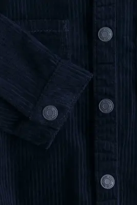 Chemise en velours de coton côtelé - Bleu marine — photo 3