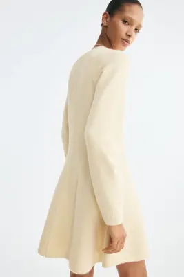 Robe en maille avec jupe évasée - Jaune clair — photo 3