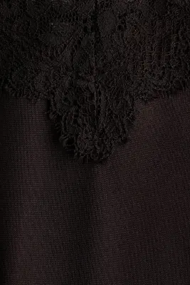 Robe à bretelles fines avec dentelle - Marron foncé — photo 4