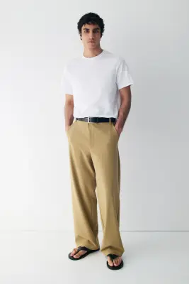 Pantalon large à taille élastique Four-way Stretch - Beige — photo 4