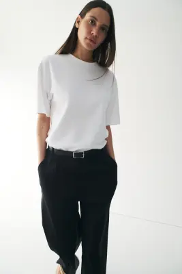 Pantalon chic Easy-care en lin mélangé - Noir — photo 1