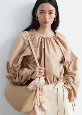 Blouse sculpturale à cordon de serrage - Beige — photo 2