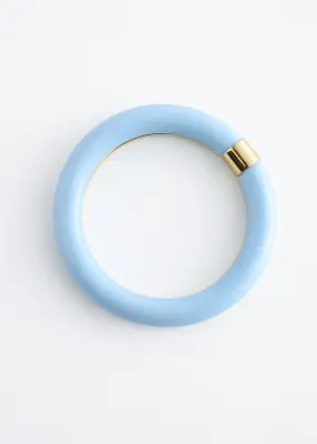 Bracelet jonc en résine et en métal contrasté - Bleu/Doré — photo 2