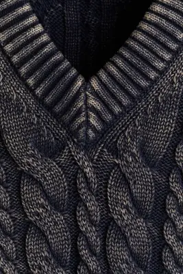 Pull sans manches Relaxed Fit en coton - Bleu marine — photo 5
