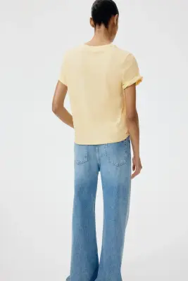 T-shirt en lin mélangé - Jaune clair — photo 2