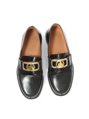 Mocassins bout rond en cuir glacé noir ornament doré Prix boutique 850€ Taille 38 — photo 2