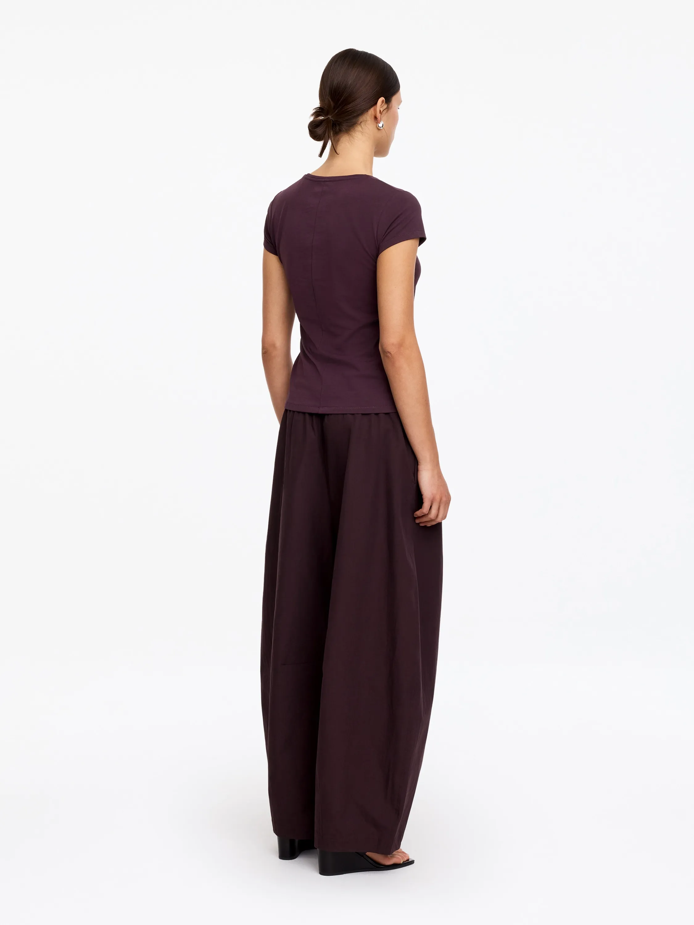T-shirt slim à manches courtes - Prune