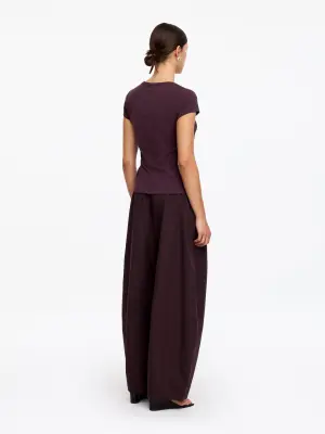 T-shirt slim à manches courtes - Prune — photo 1