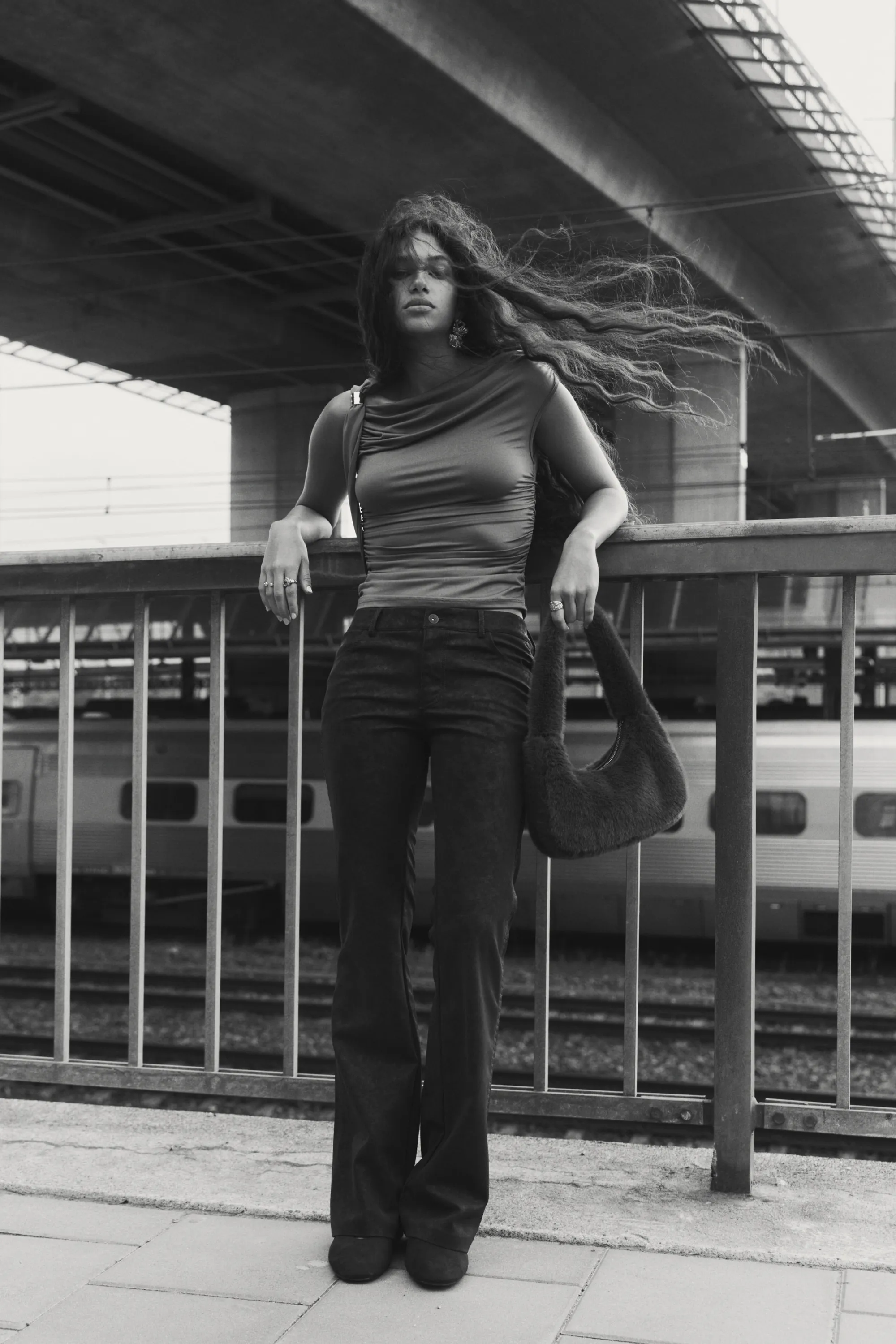 Pantalon évasé - Marron foncé