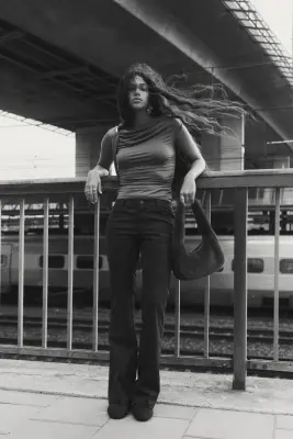 Pantalon évasé - Marron foncé — photo 1