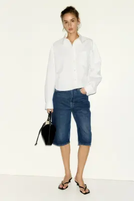 Short Bermuda en denim - Bleu denim foncé — photo 1