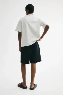 Short Relaxed Fit en molleton - Noir — photo 2