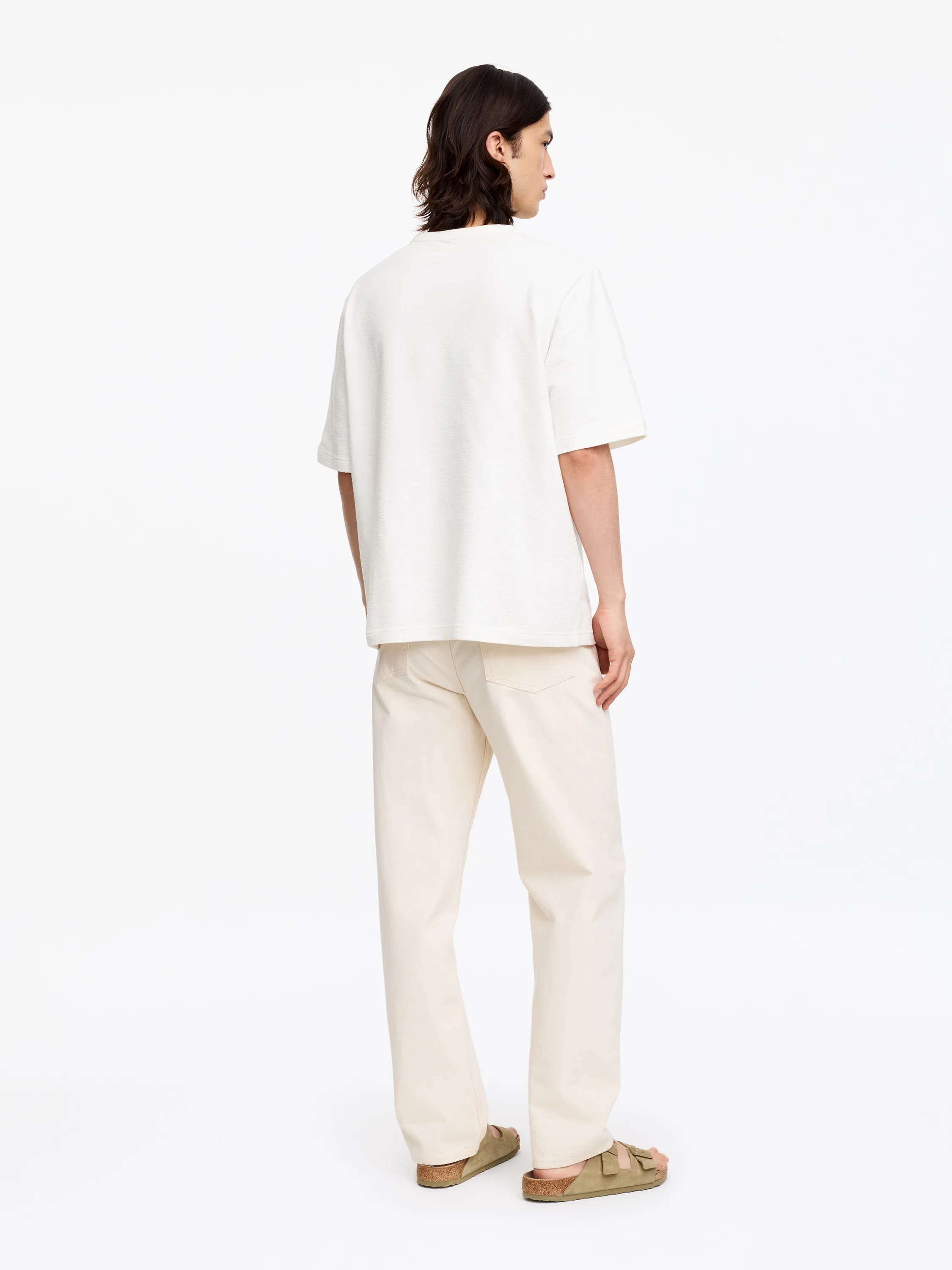 T-shirt décontracté en tissu bouclé - Blanc cassé