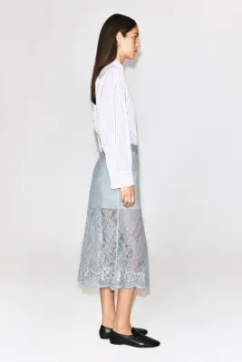 JUPE MIDI EN DENTELLE - BLEU CIEL — photo 4