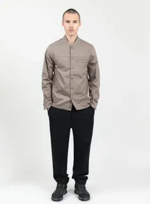 Murano Collar Overshirt in Khaki Cotton Gabardine — photo 2