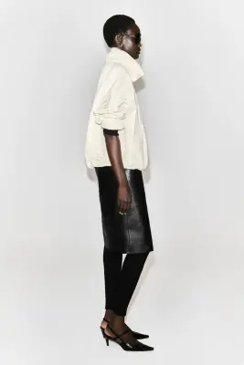 VESTE À COL CHEMINÉE EN NYLON - ÉCRU — photo 5