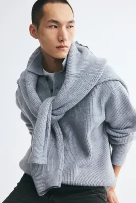 Polo Relaxed Fit en maille - Gris clair — photo 2