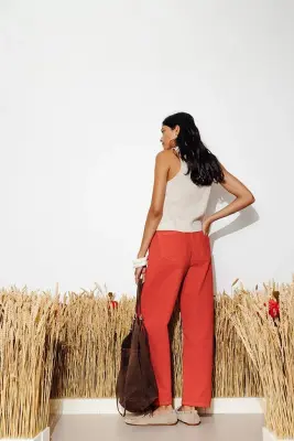 Pantalon barrel en toile Femme — photo 3