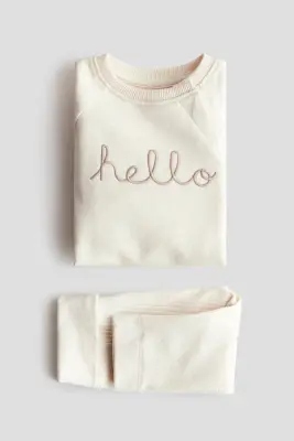 Ensemble 2 pièces en coton - Beige clair/Hello — photo 2