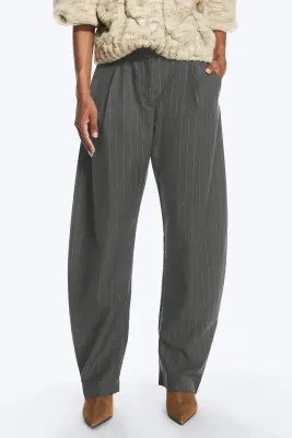 Pantalon de costume à jambes fuselées et coupe ample - Gris foncé chiné rayé — photo 1