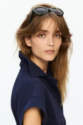 Polo en coton - Bleu marine — photo 2
