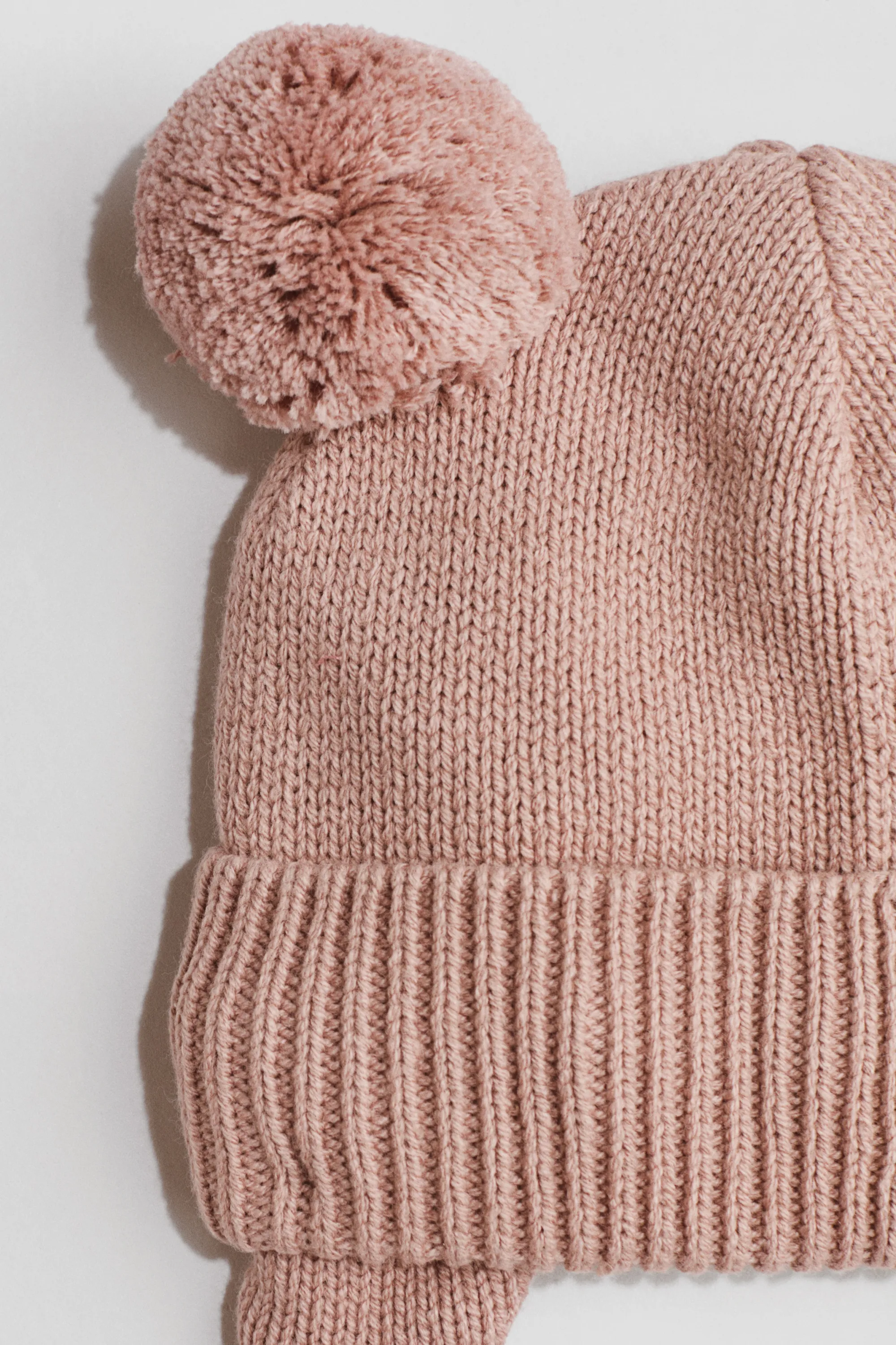 Bonnet doublé polaire avec liens à nouer - Rose clair