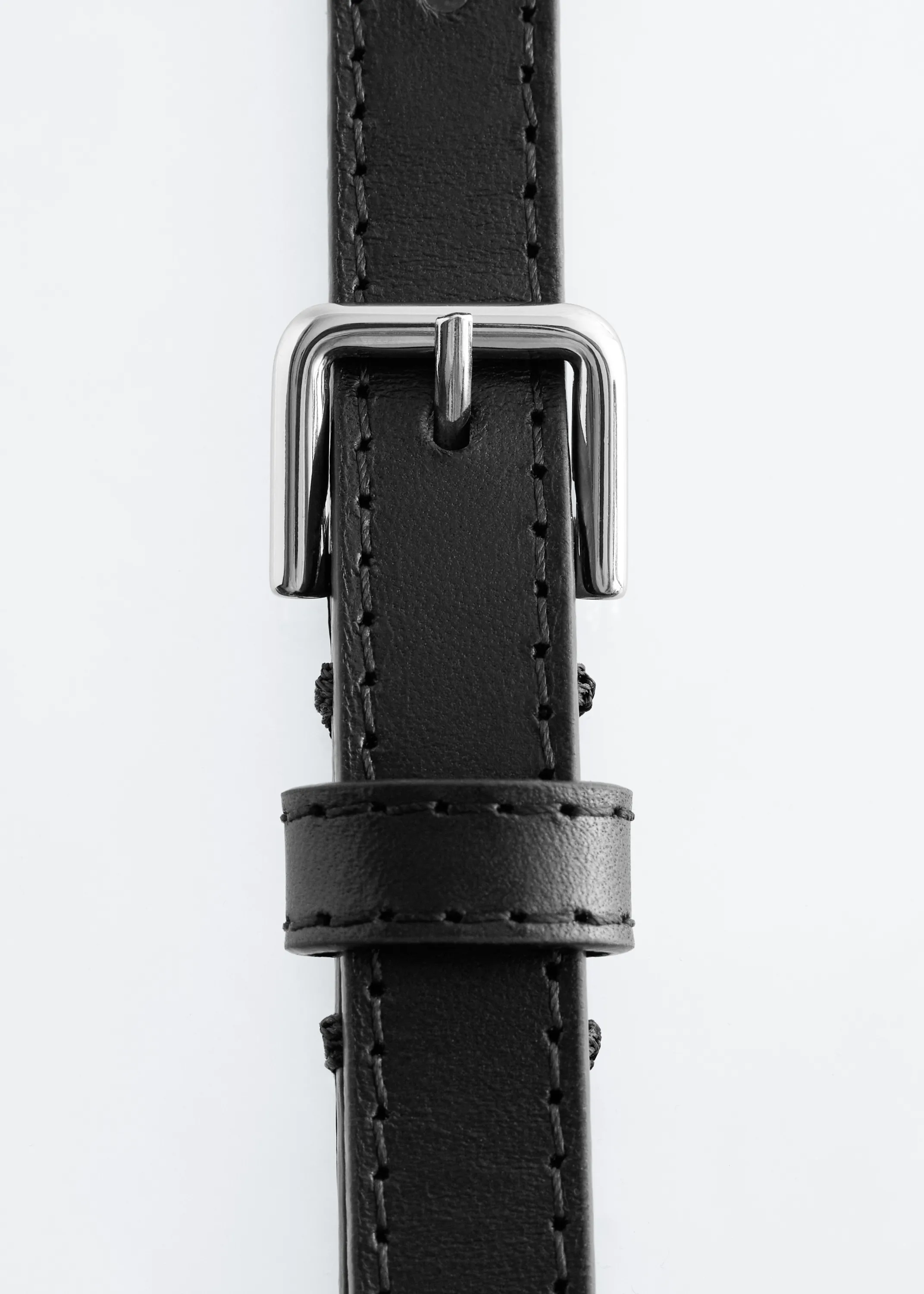 Ceinture fine en cuir - Noir