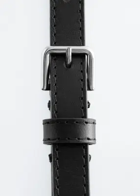 Ceinture fine en cuir - Noir — photo 1