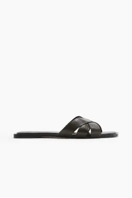 Sandales en cuir - Vert kaki foncé — photo 2