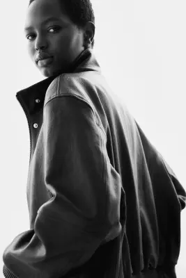 Veste oversize en cuir - Noir — photo 4