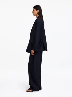 Blazer décontracté en laine - Bleu foncé — photo 2
