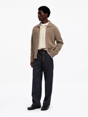 Cardigan en laine zippé - Beige — photo 2