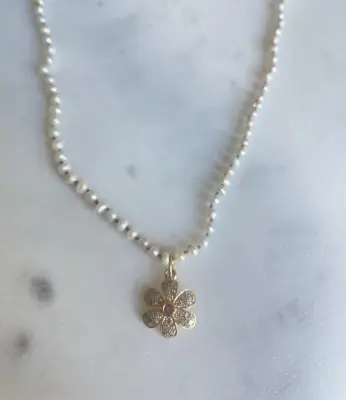 Nouveau ! ROOM SERVICE JEWELRY Pendentif  Flower Tourmaline  Diamants — photo 3