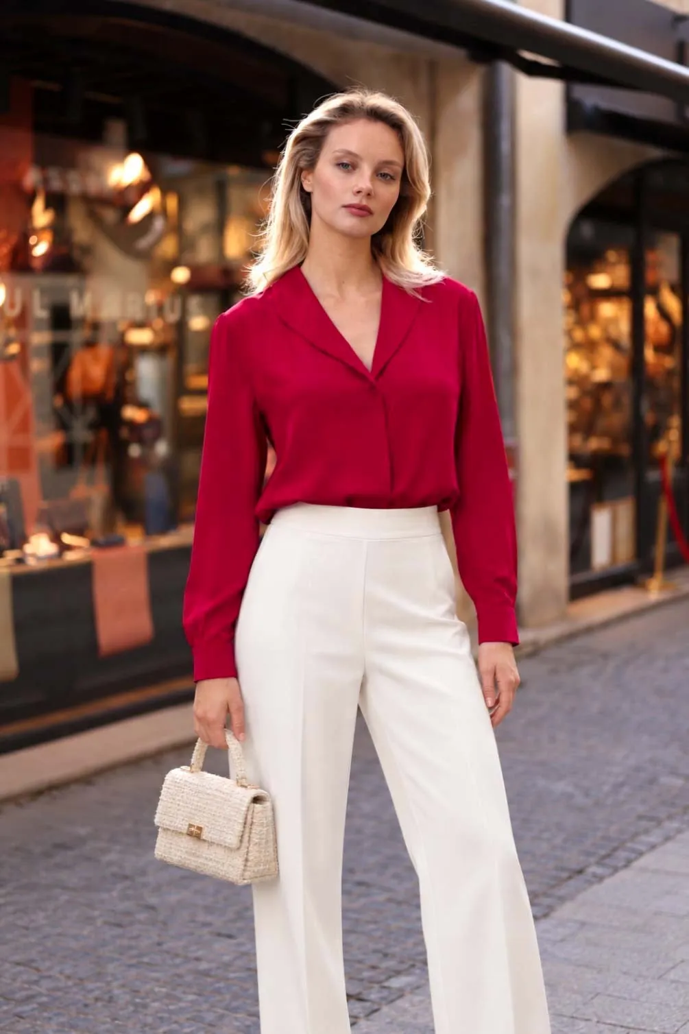Rhea Silk Blouse - Red