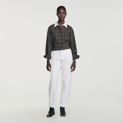 Chemise à carreaux à col contrasté
