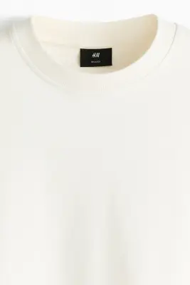 T-shirt Relaxed Fit en interlock - Crème — photo 4