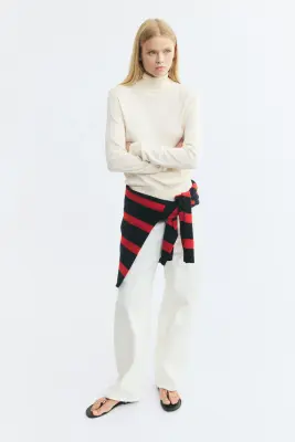 Pull col roulé - Crème — photo 2