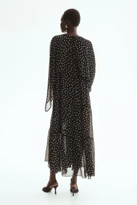 Robe étagée avec cape - Noir/pois — photo 3