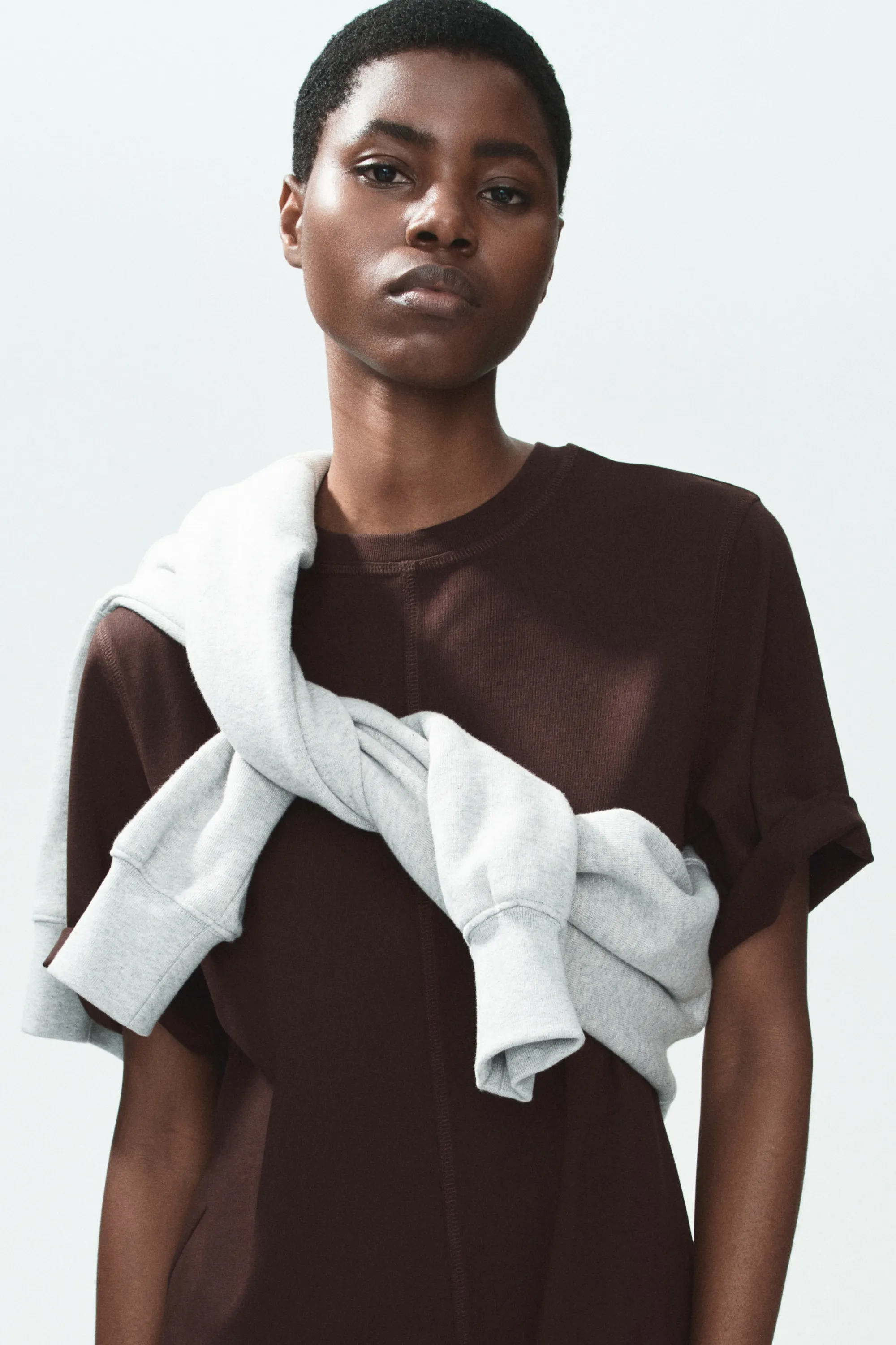 Robe T-shirt en coton - Marron foncé
